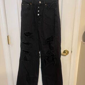 PacSun Black Distressed Women's Baggy Jeans
